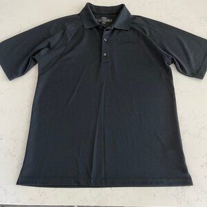 Greg Norman Athletic Sporty SS 3 Button Polyester Golf Polo Shirt Black Sz M